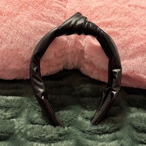 Adorned Black Vegan Leather Headband
